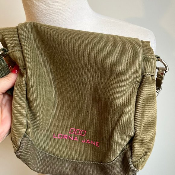 Lorna Jane Khaki Small Canvas Style Cross Body Bag w'  Long Strap - Picture 7 of 14